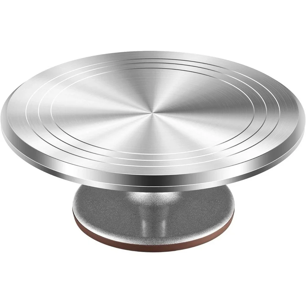 Kootek Aluminium Alloy Revolving Cake Stand 12 Inch Rotating 12 Inch, Silver